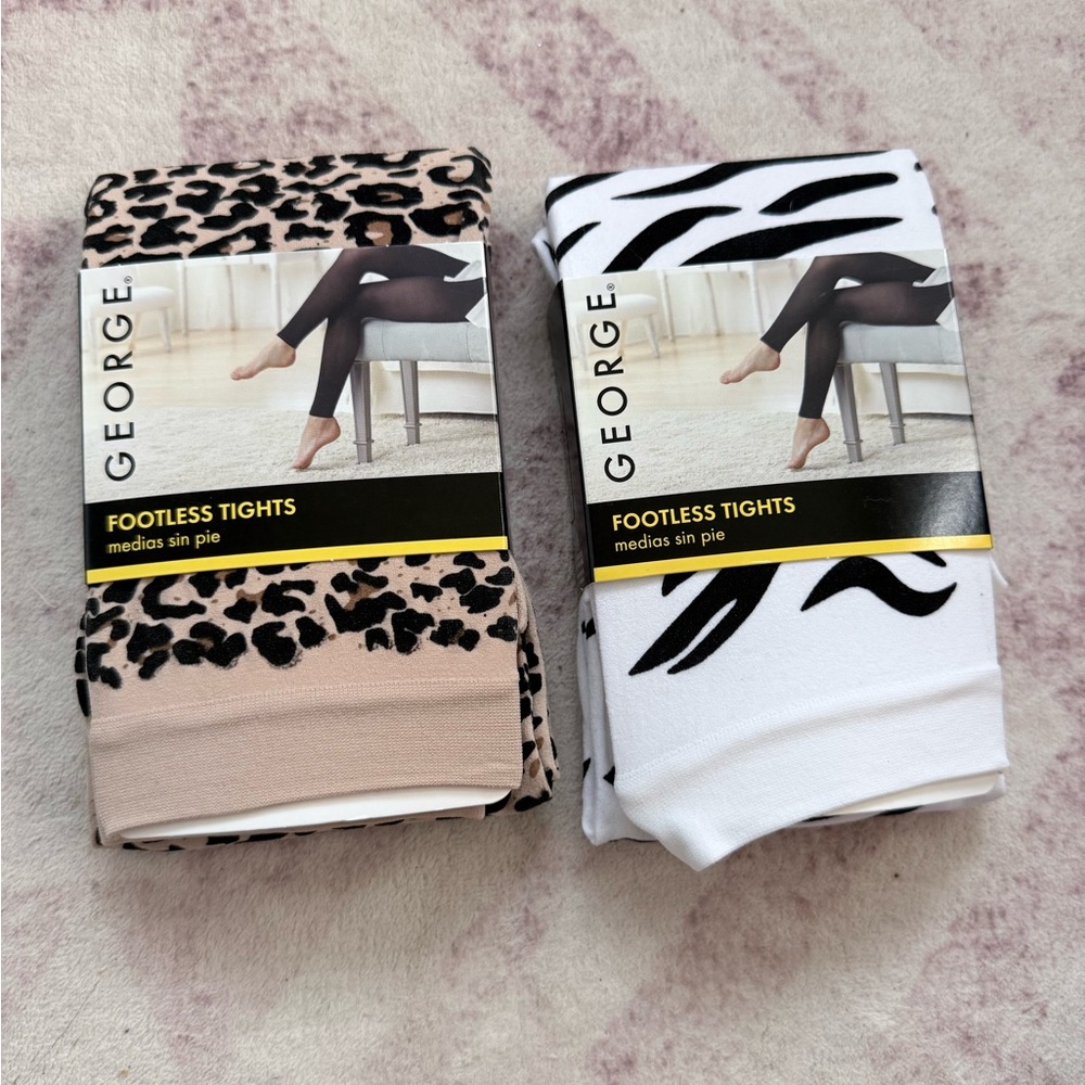 George Animal and Zebra Print Footless Tights